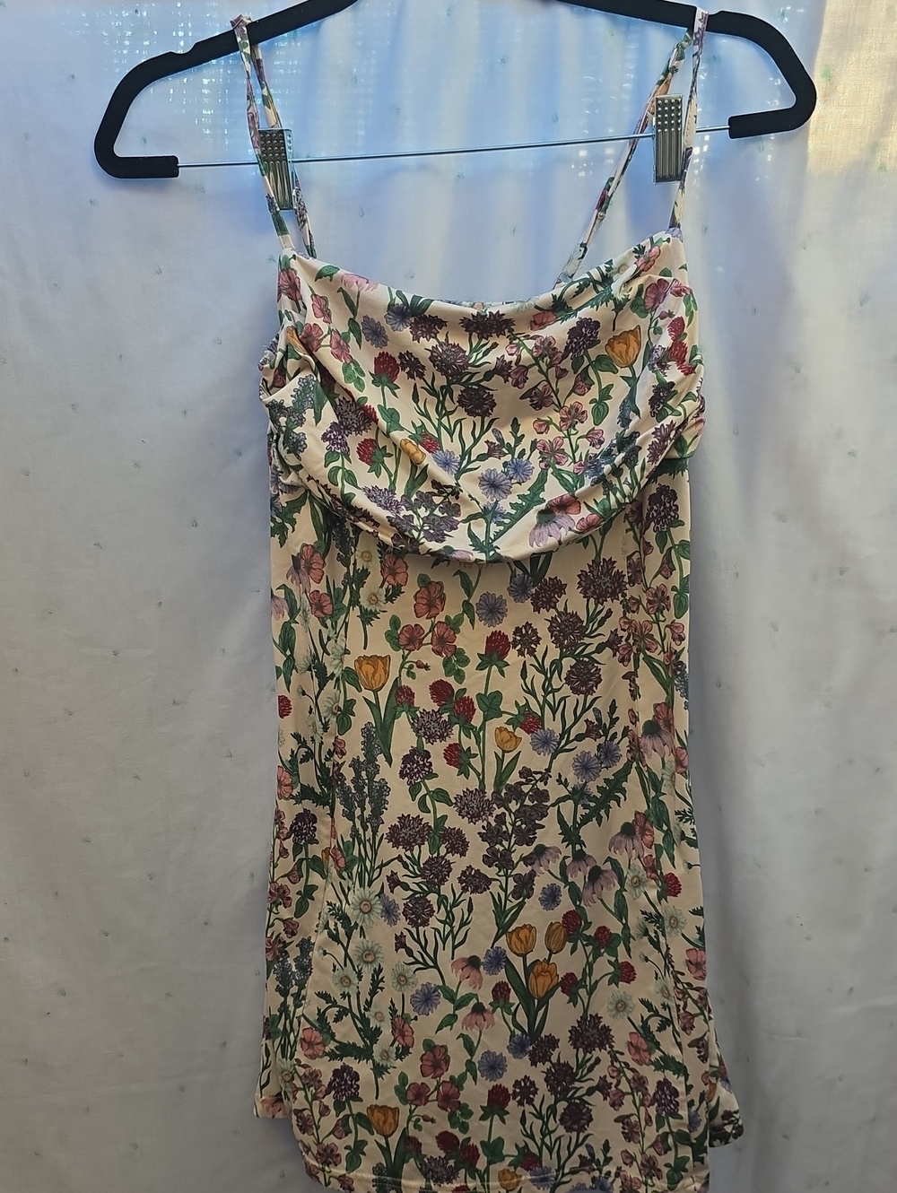 Cider wildflower floral cowl neck mini dress medium